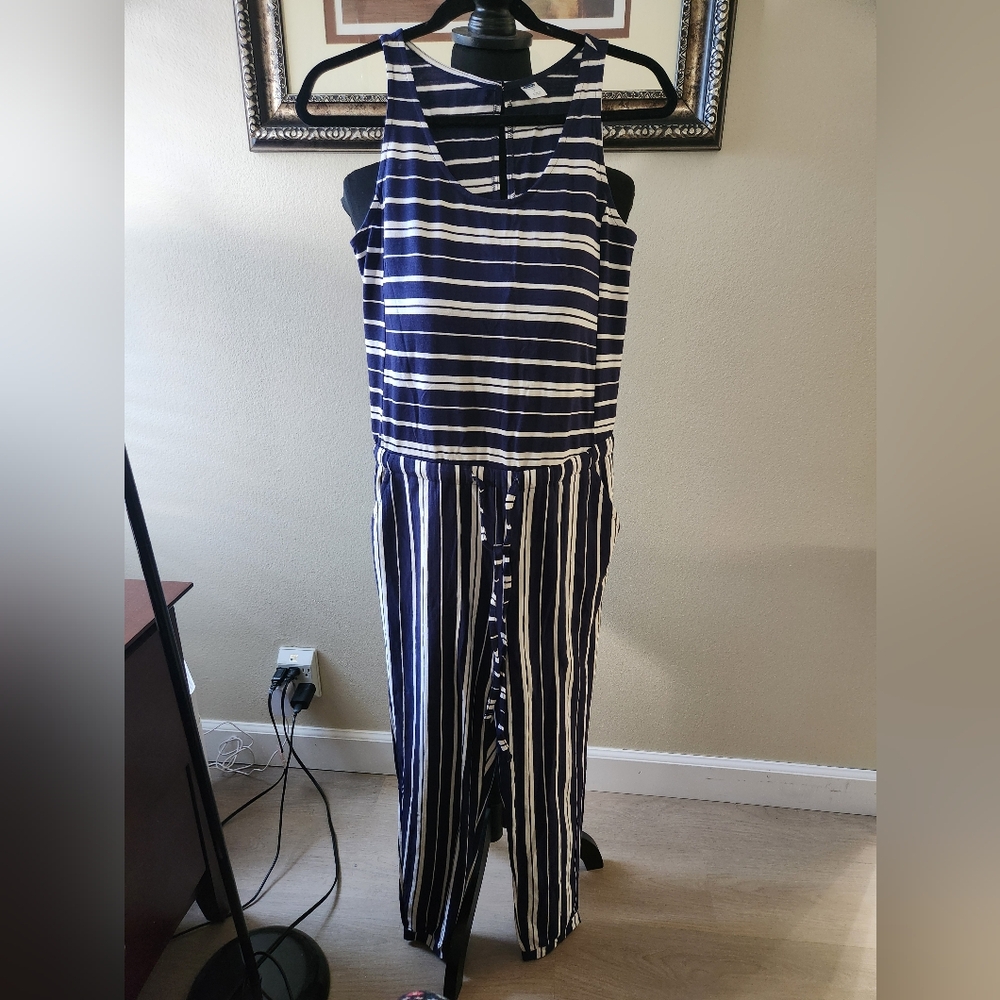 NWT Old navy navy and white strip jumpsuit  size S